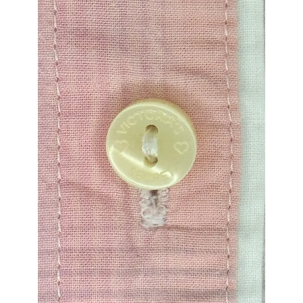 Victoria Secret Long Sleeve Pink Plaid Button Up 100% Cotton Shirt  Size M